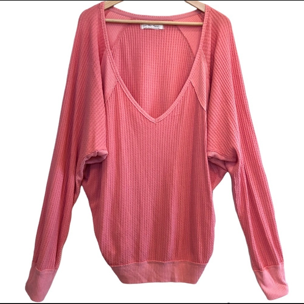Free People Lightweight, Loose Fit Thermal, Melon, Size Large